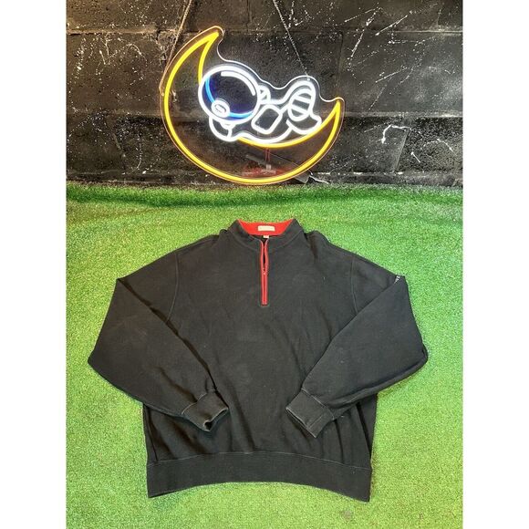 Peter Millar Sweater Mens L Perth Black Performance Quarter Zip Golf Crown Sport - Picture 1 of 5